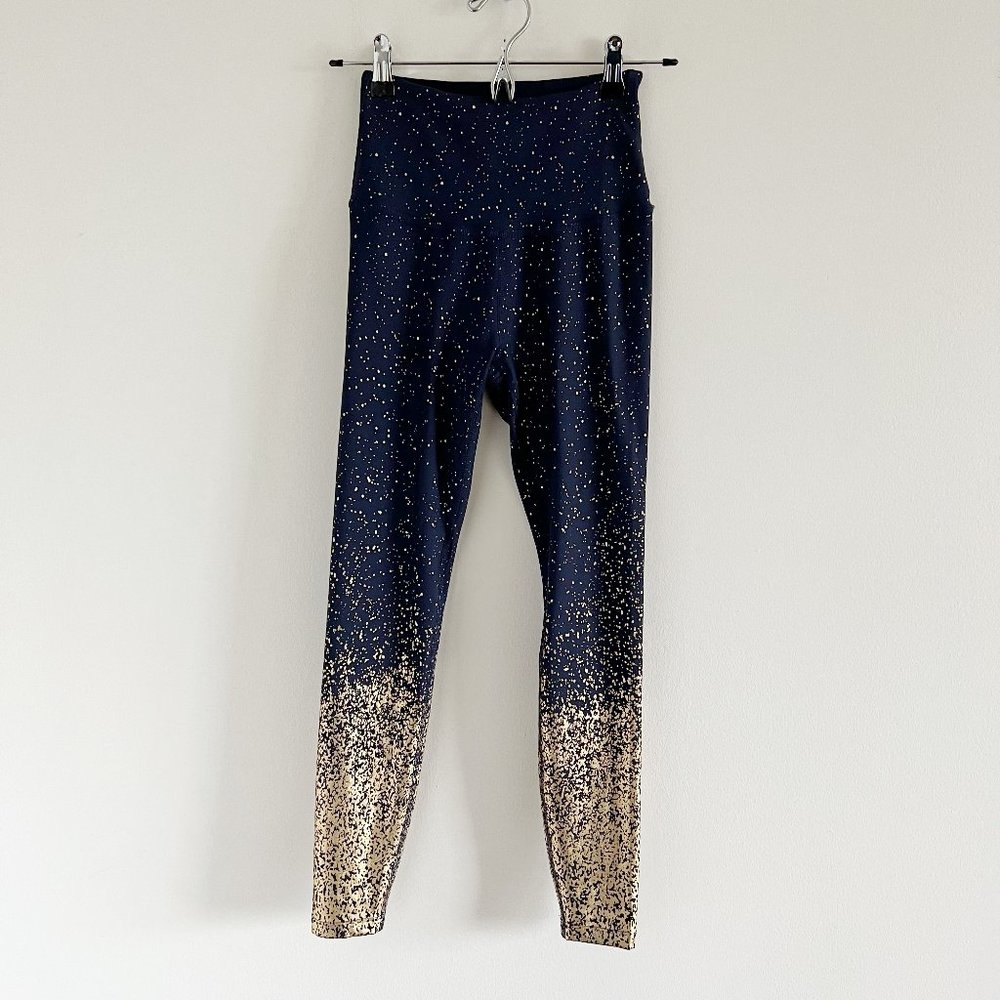 Beyond Yoga Navy Leggings with Gold Speckle Ombre